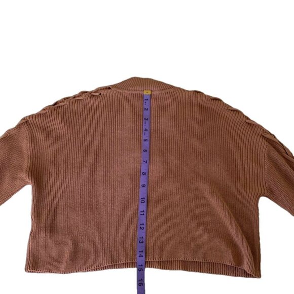Aritzia Wilfred Size XS Cropped Mock Neck Sweater with Lace Up Arm Detail - Picture 6 of 10